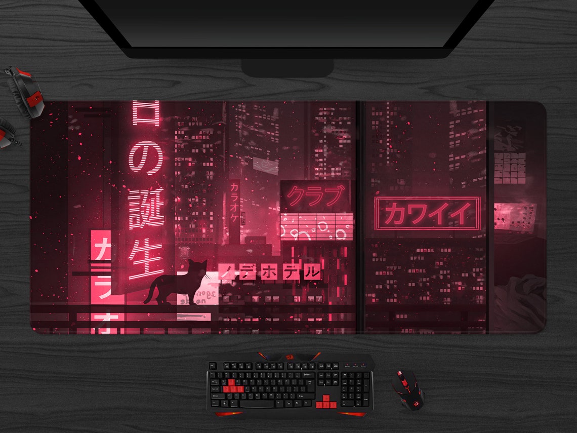 Neon Japanese Tokyo Street Desk Mat(3 Colors)