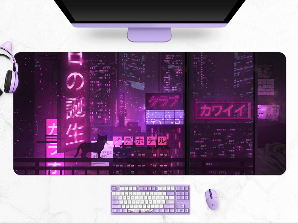 Neon Japanese Tokyo Street Desk Mat(3 Colors)