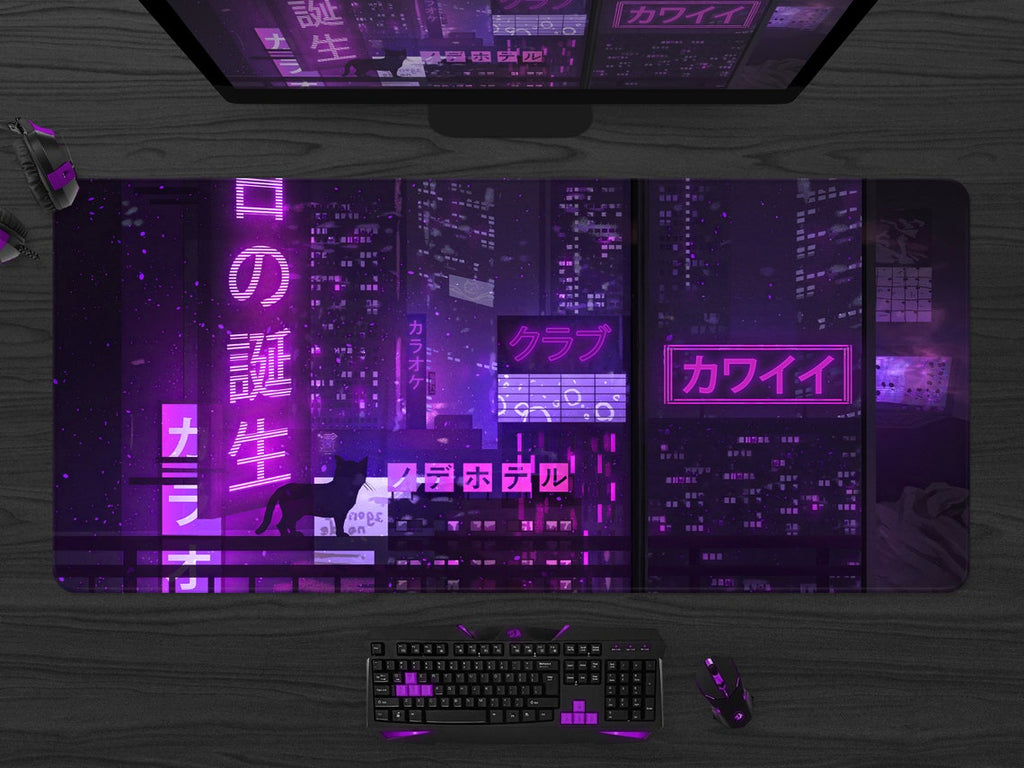Neon Japanese Tokyo Street Desk Mat(3 Colors)