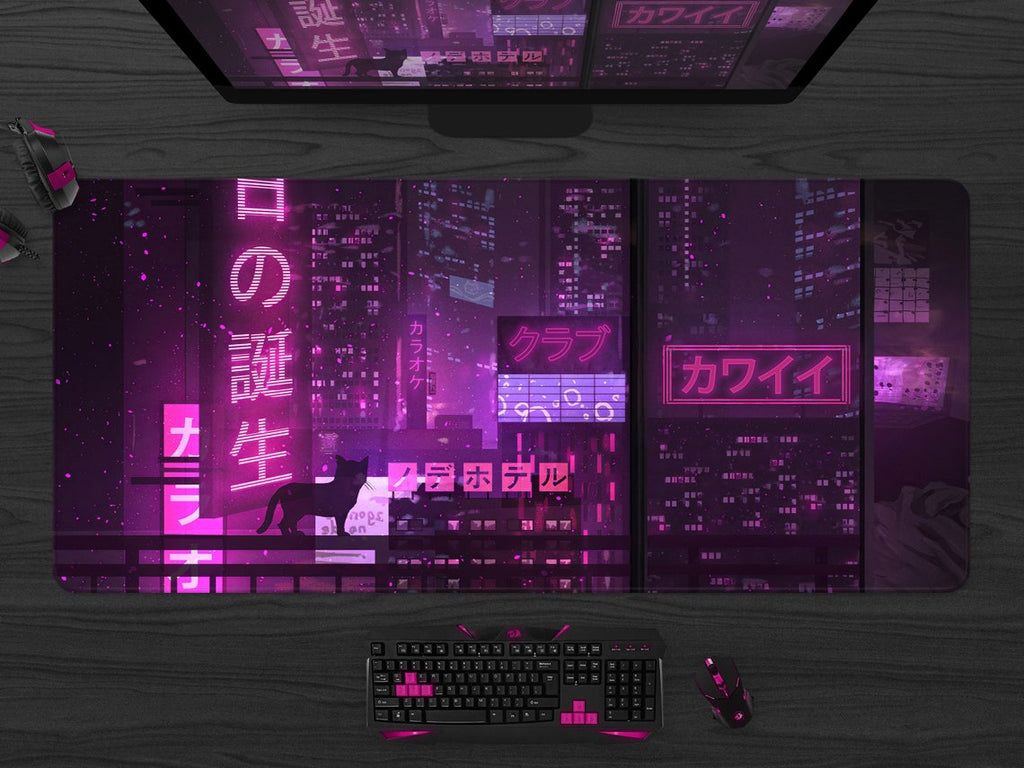 Neon Japanese Tokyo Street Desk Mat(3 Colors)