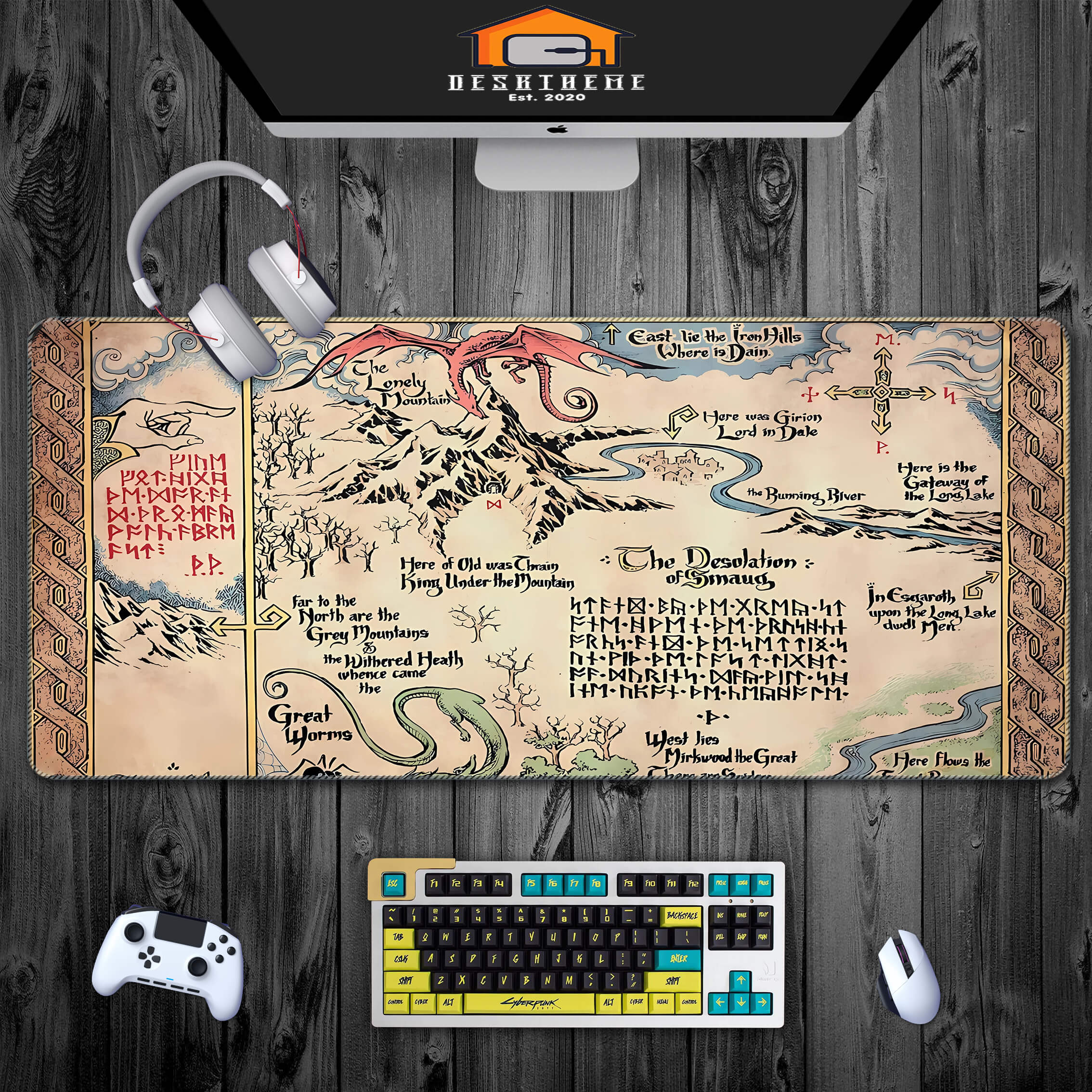 Lord of the Rings Middle Earth Map Gaming Mouse Pad XXL