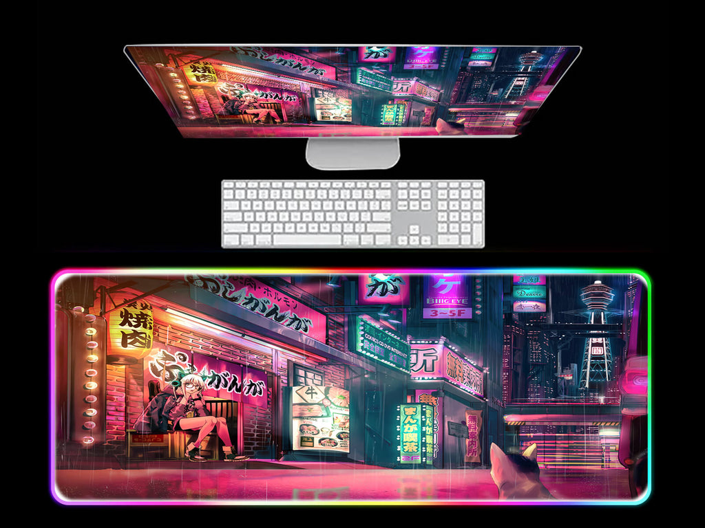 Neon Oscar City  RGB Gaming Mouse Pad
