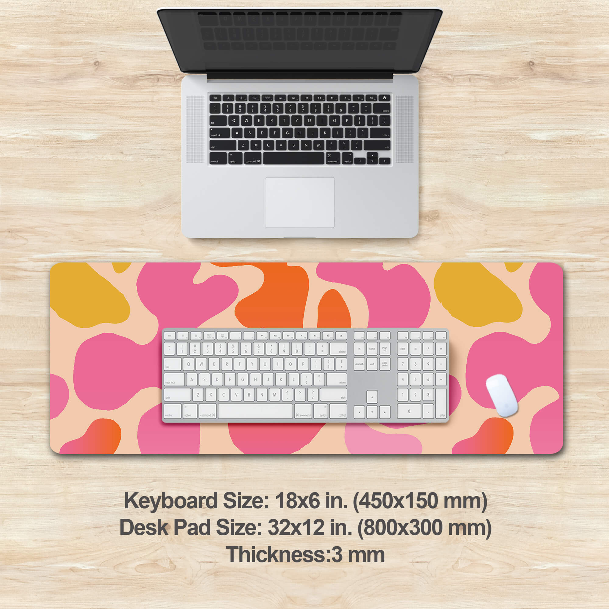 Pink Modern Abstract Pattern Desk Mat