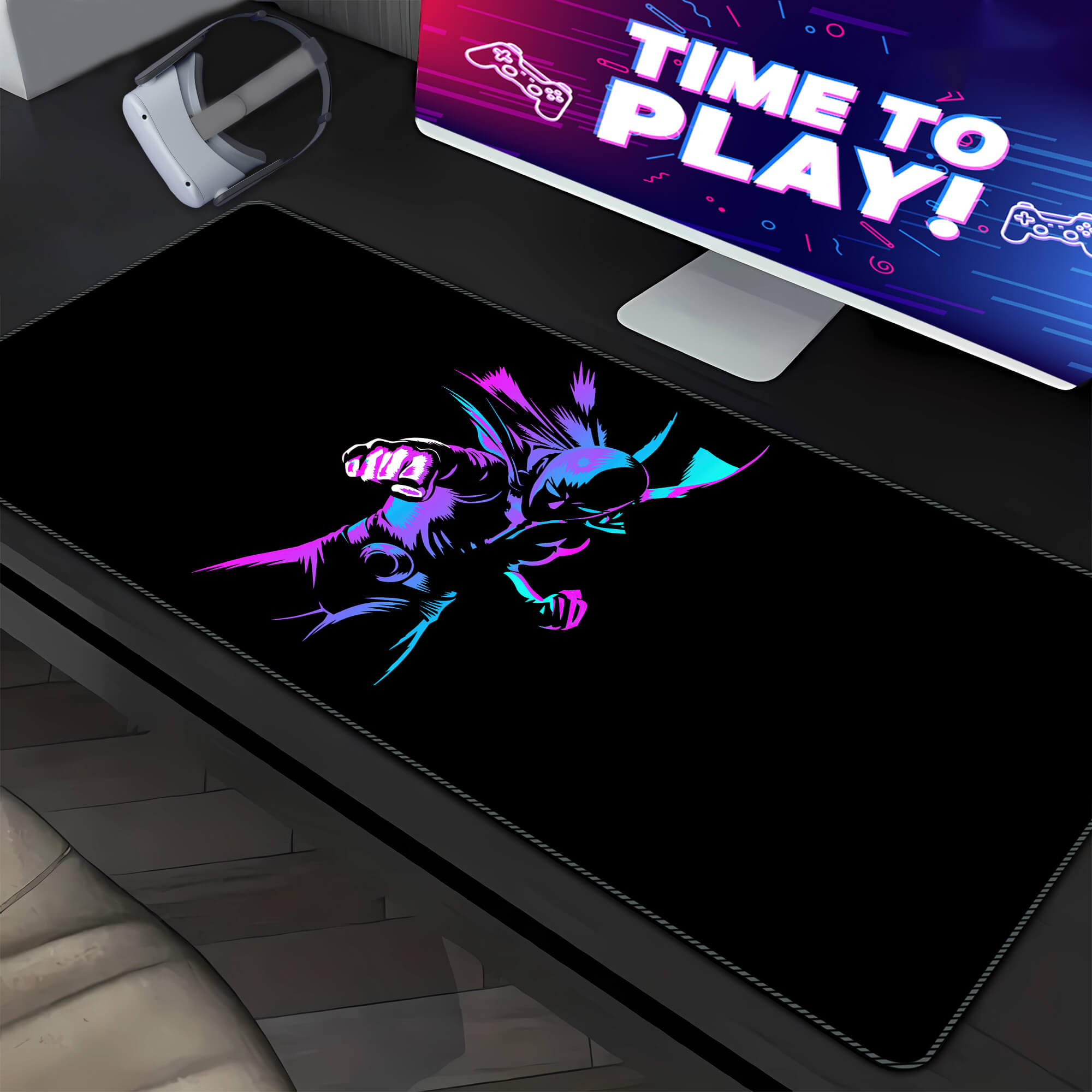 Saitama One Punch Man Neon Mouse Pad