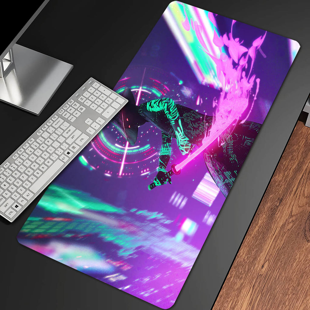 VaporWave Japanese Samurai Gaming Desk Pad