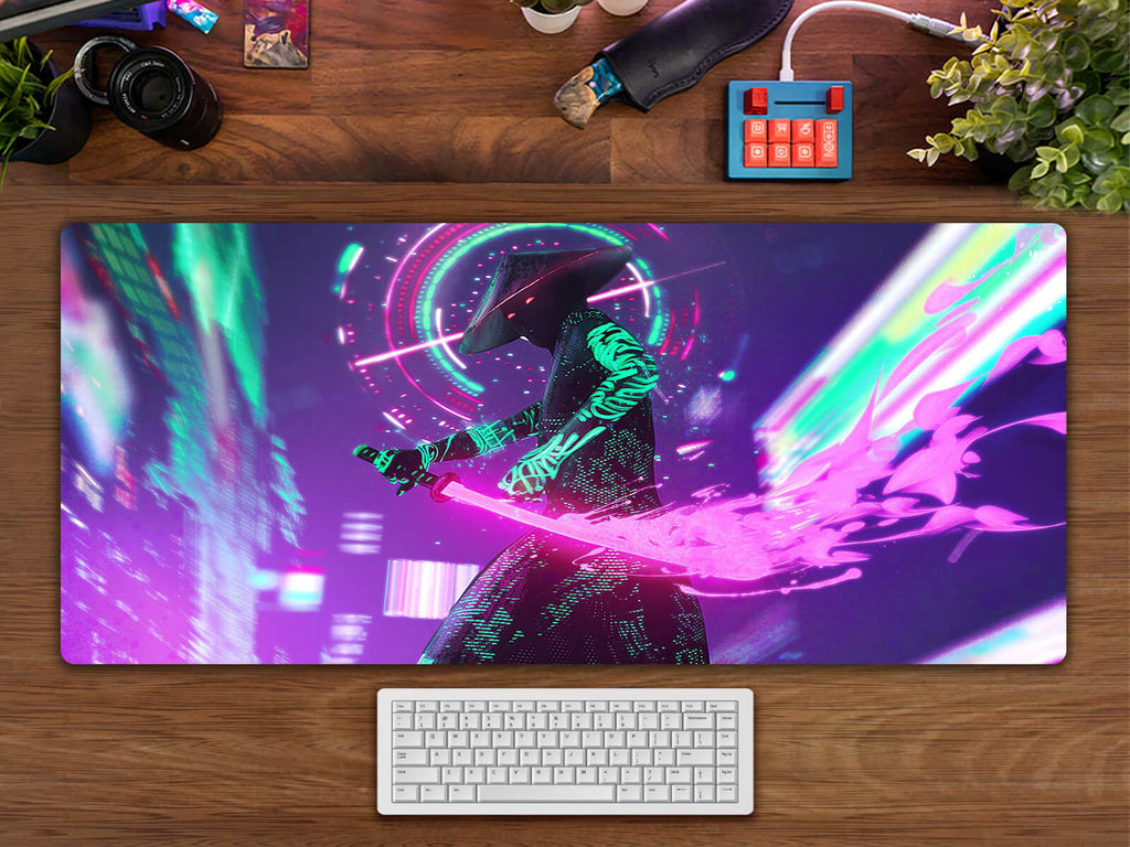 VaporWave Japanese Samurai Gaming Desk Pad