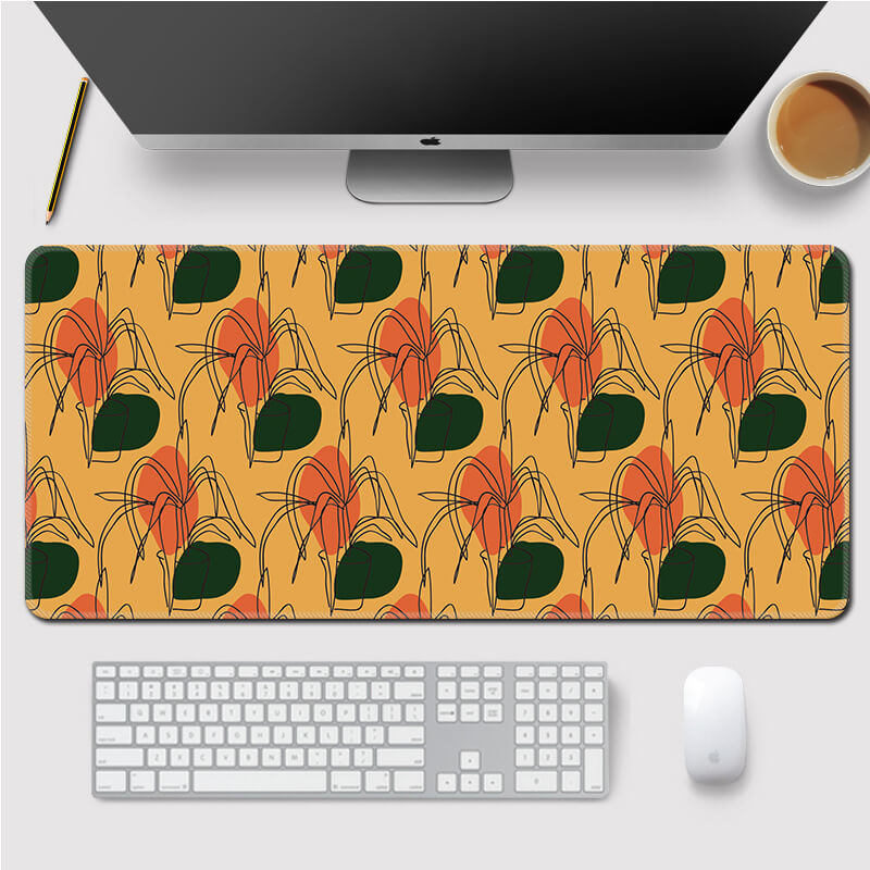 Yellow Flowers Pattern Desk Mat