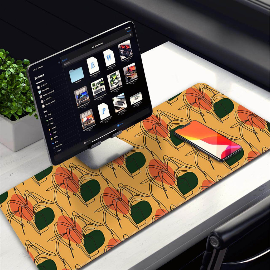 Yellow Flowers Pattern Desk Mat
