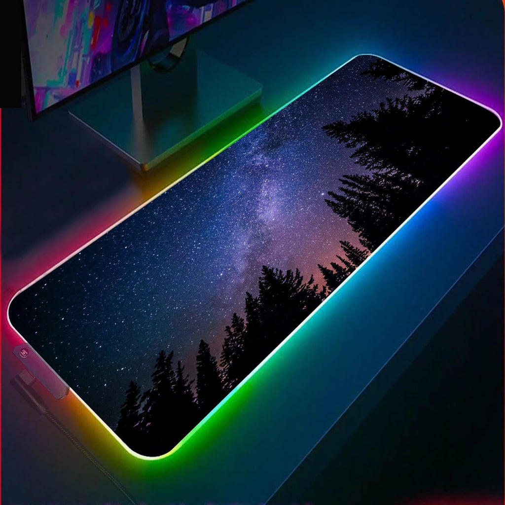 Forest Star Night Gaming Desk Pad
