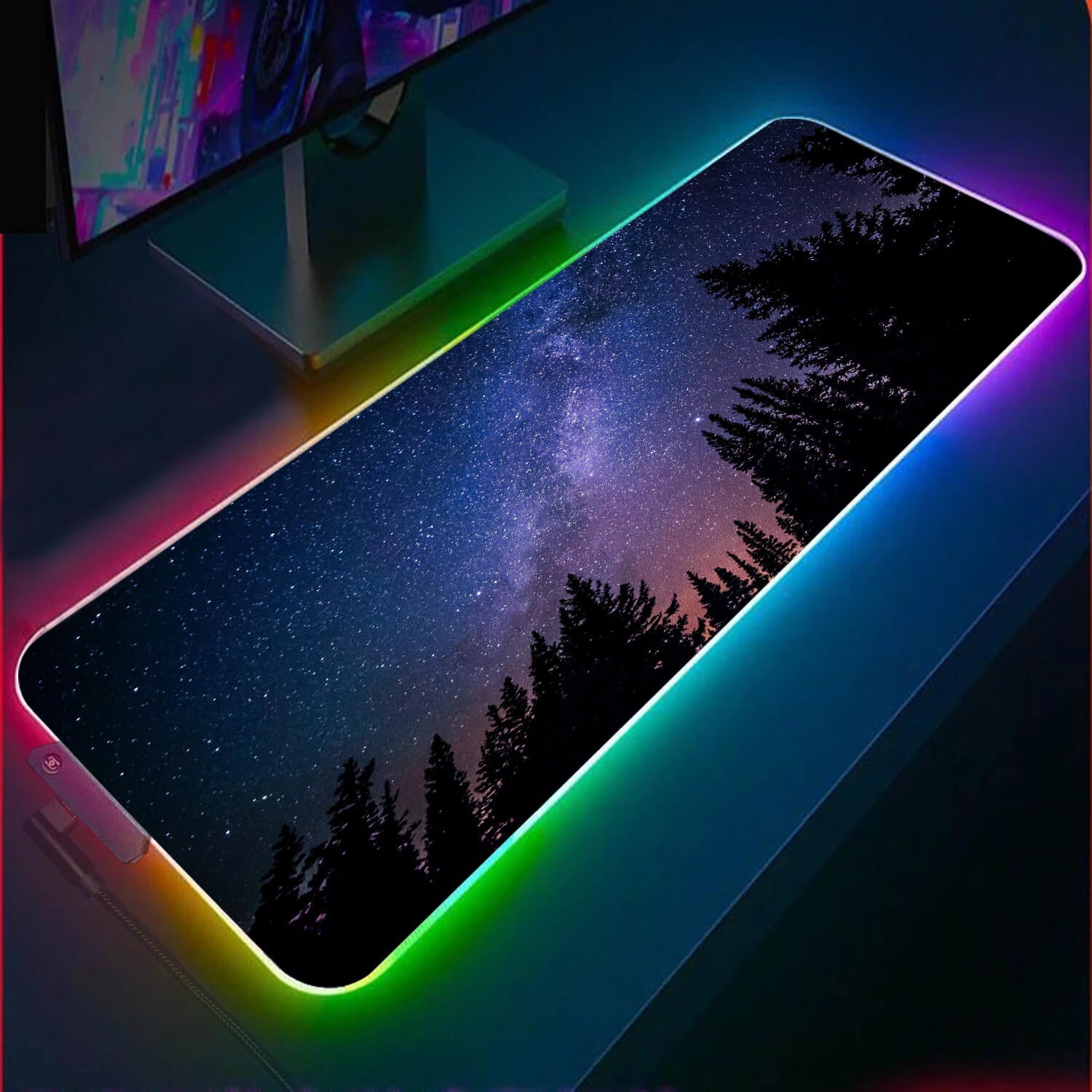 Forest Star Night Gaming Desk Pad