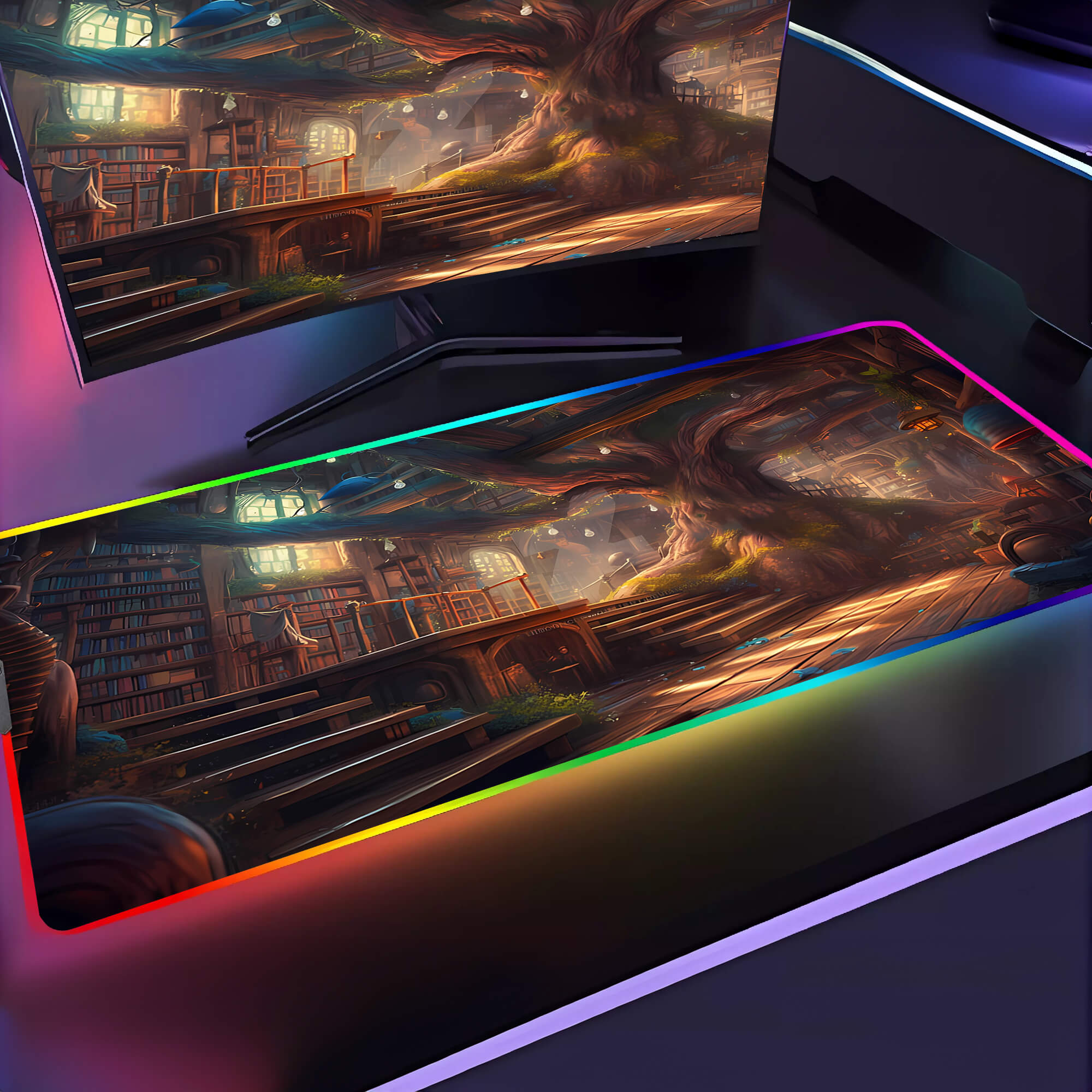 Tree Library Gaming Desk Pad Large