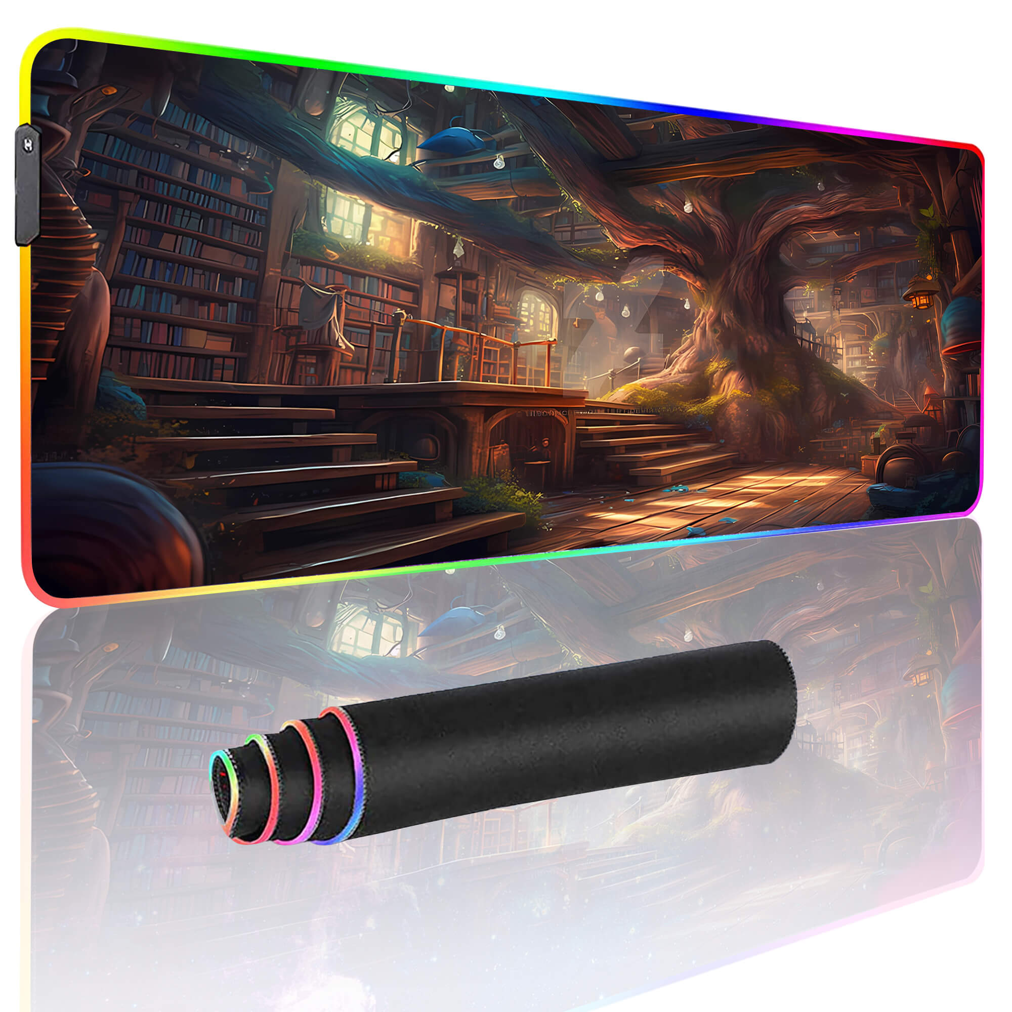 Tree Library Gaming Desk Pad Large